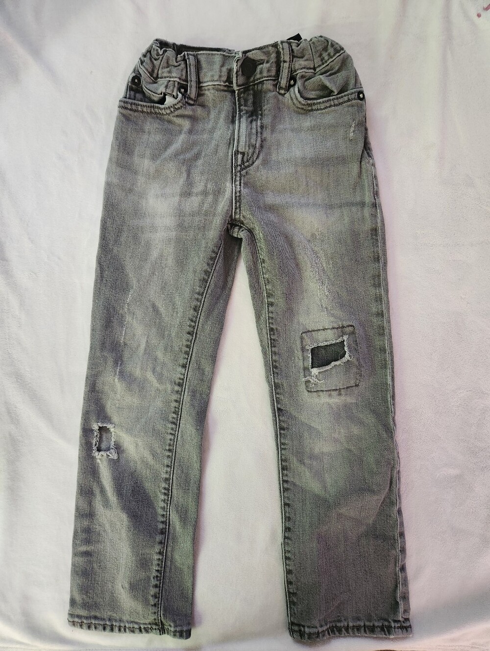 Gap Kids' Gray Distressed Straight-Leg Jeans